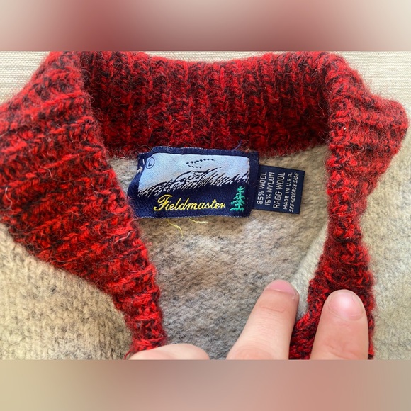 Fieldmaster Ragg Wool Sweater with Red Stripe Vintage Outdoors Womens Large - Picture 6 of 8